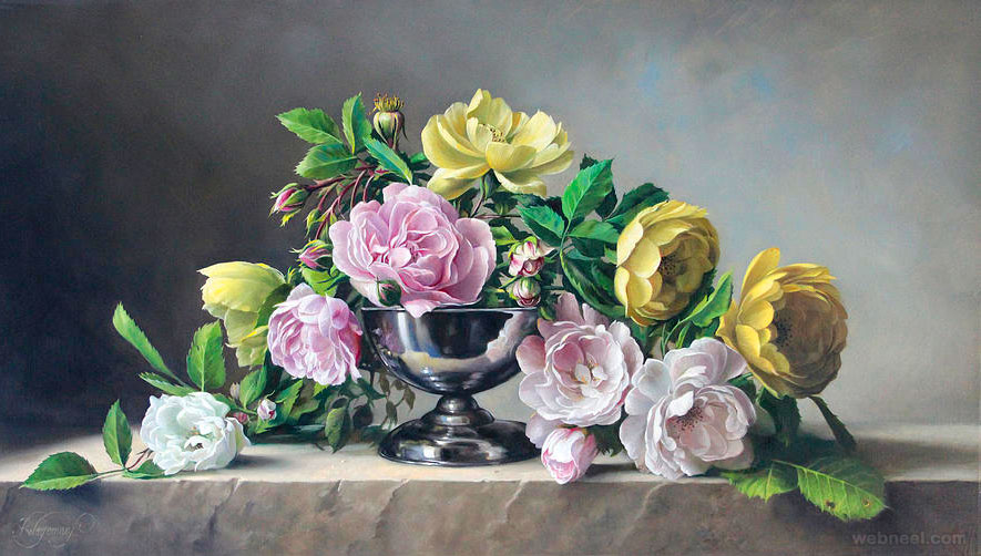 rose flower painting by wagemans