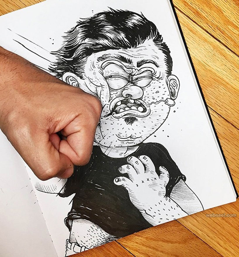 funny drawing idea punch by alexsolis