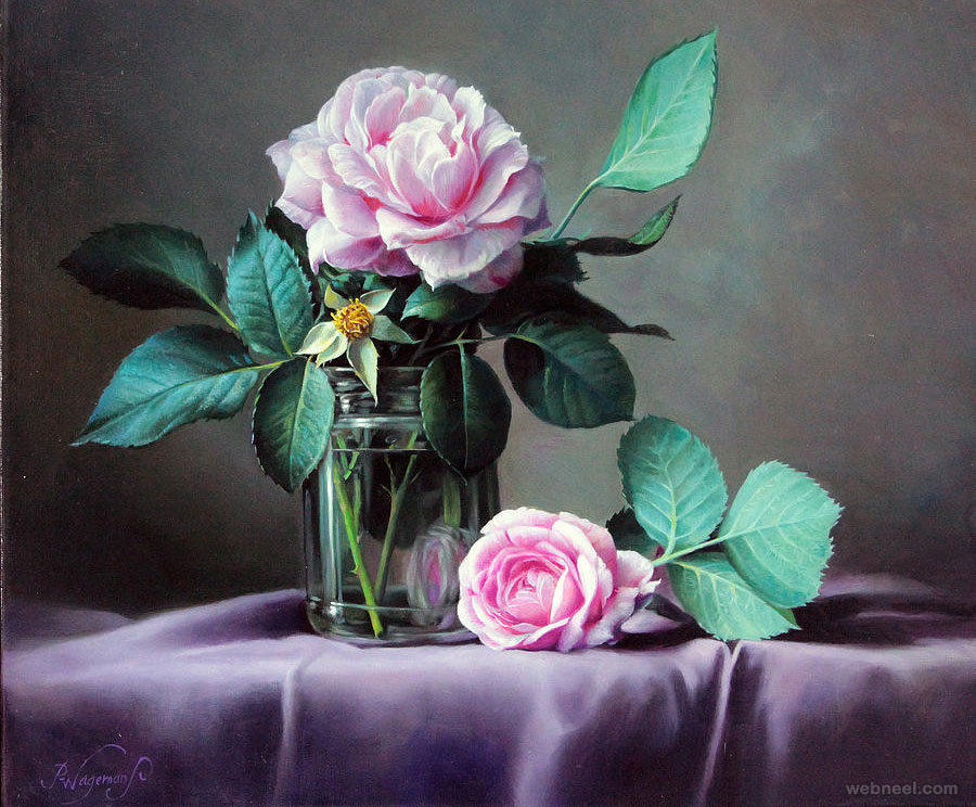 rose painting flower by pieterwagemansa
