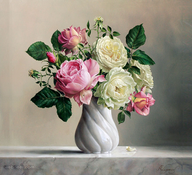 realistic rose painting flower by pieterwagemansa