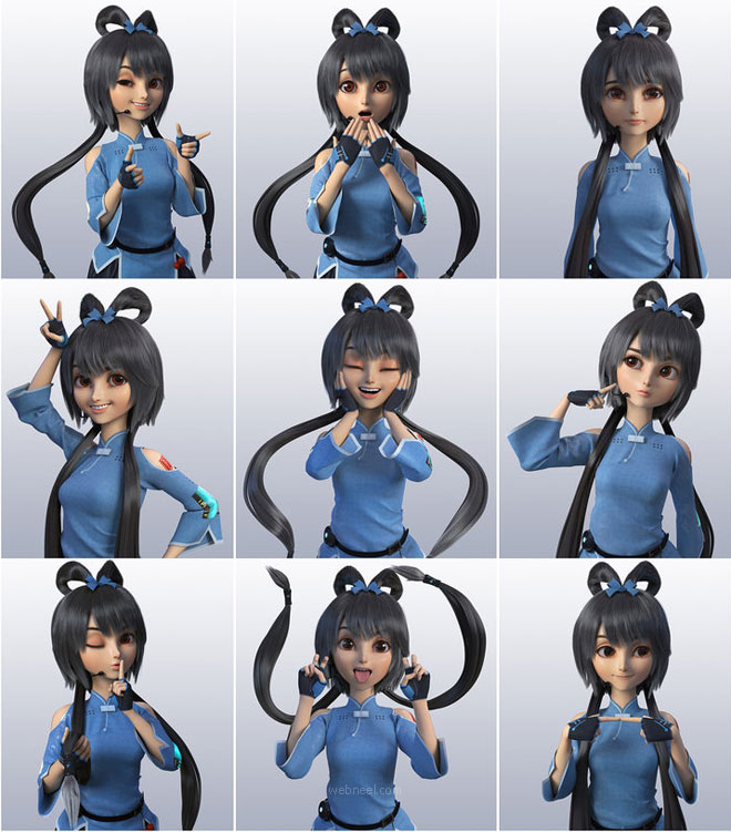 3d cartoon girl expressions