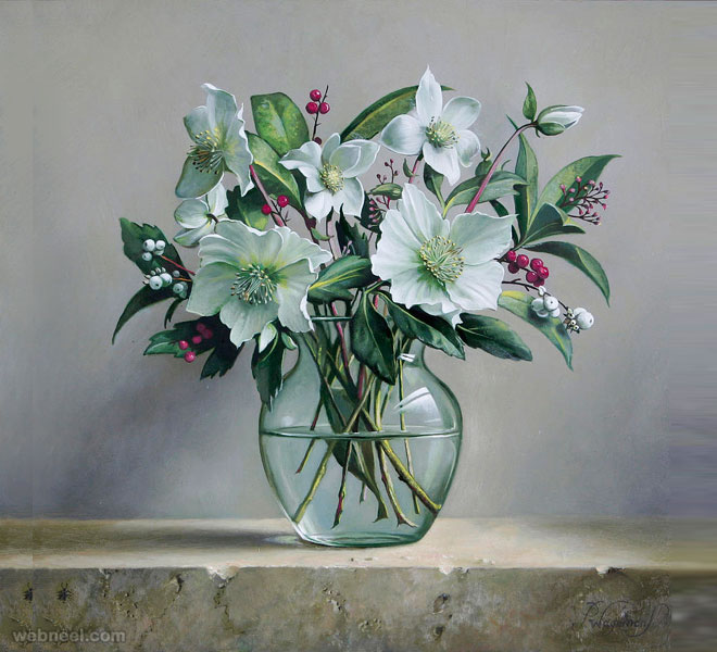 hyper realistic flower painting
