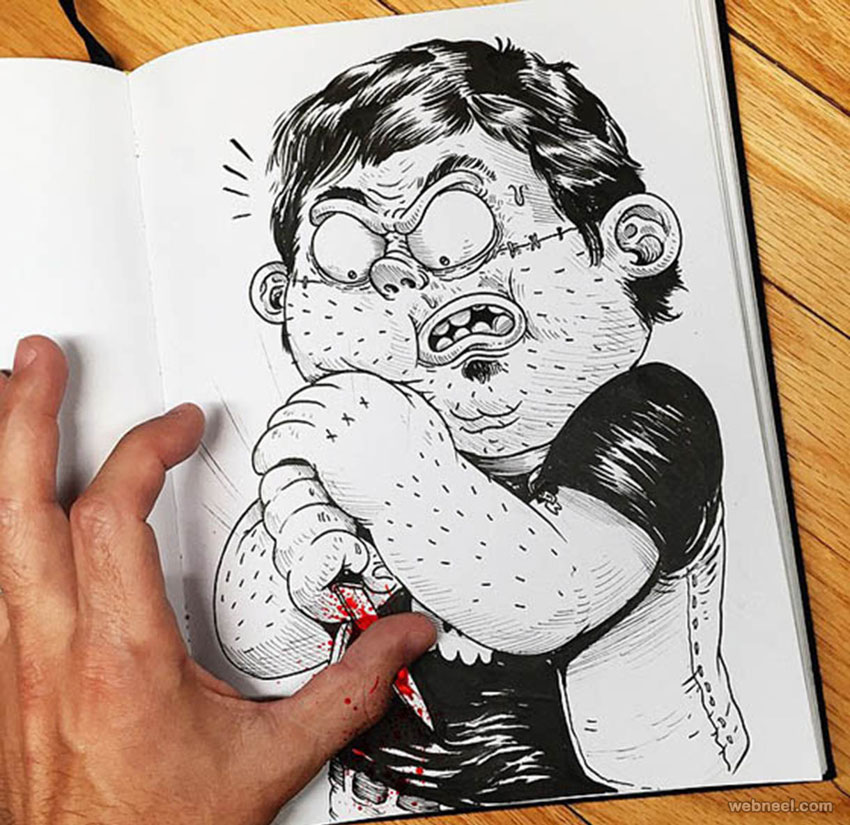 Fight with their own creator - Funny Drawing ideas by Alex Solis