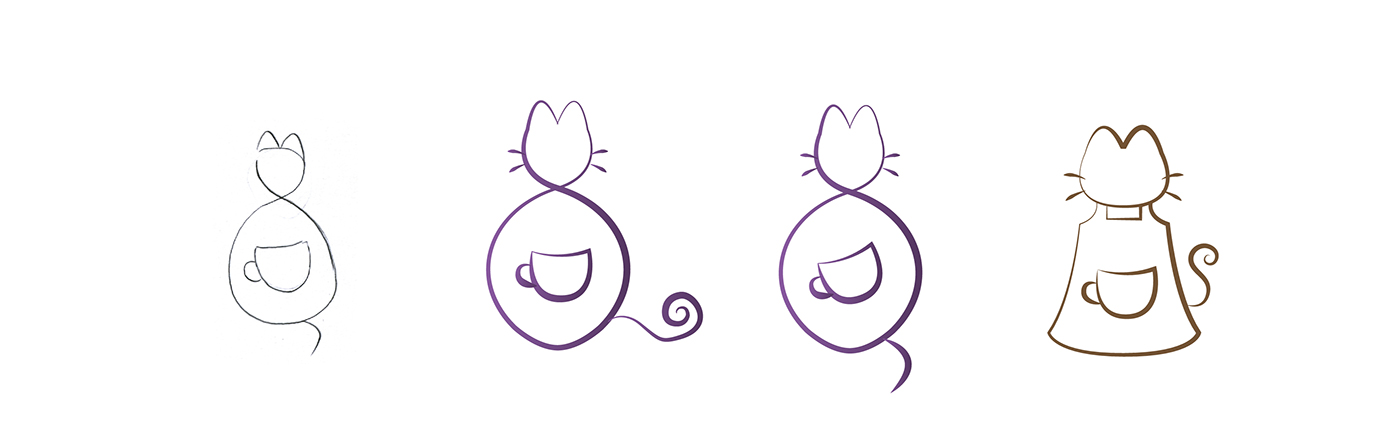 logo design cat coffee