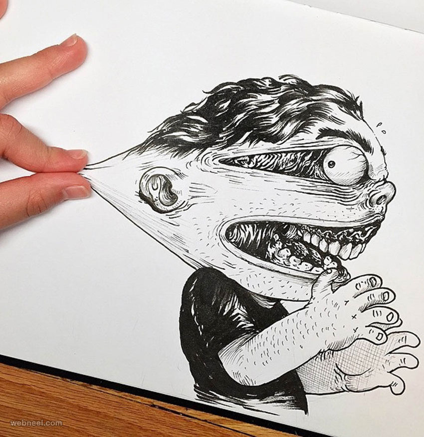 funny drawing idea face stretch by alexsolis
