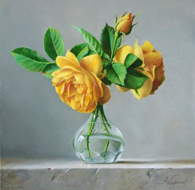 yellow rose painting flower