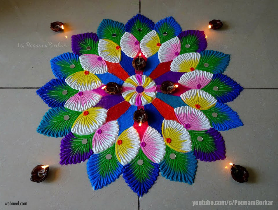 rangoli design colorful by poonam borkar