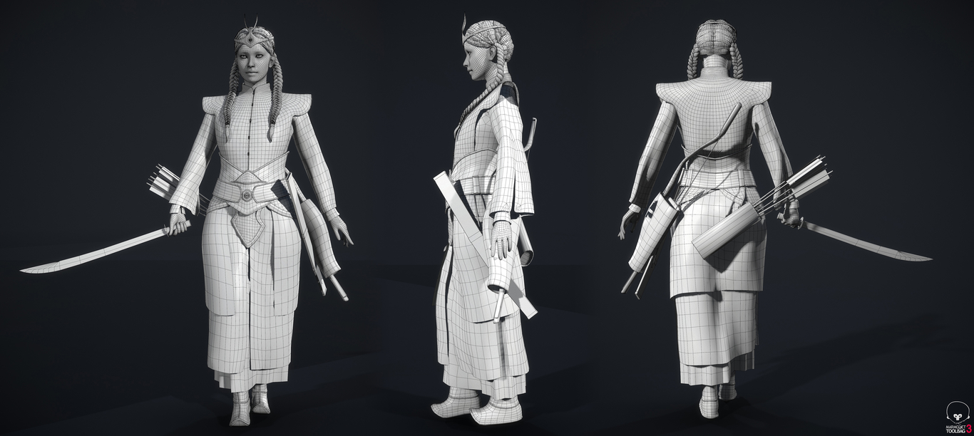 3d model character modelling blue warrior by enkhbayarldr