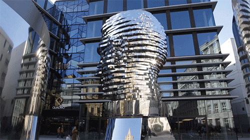kinetic sculpture in steel by david cerny