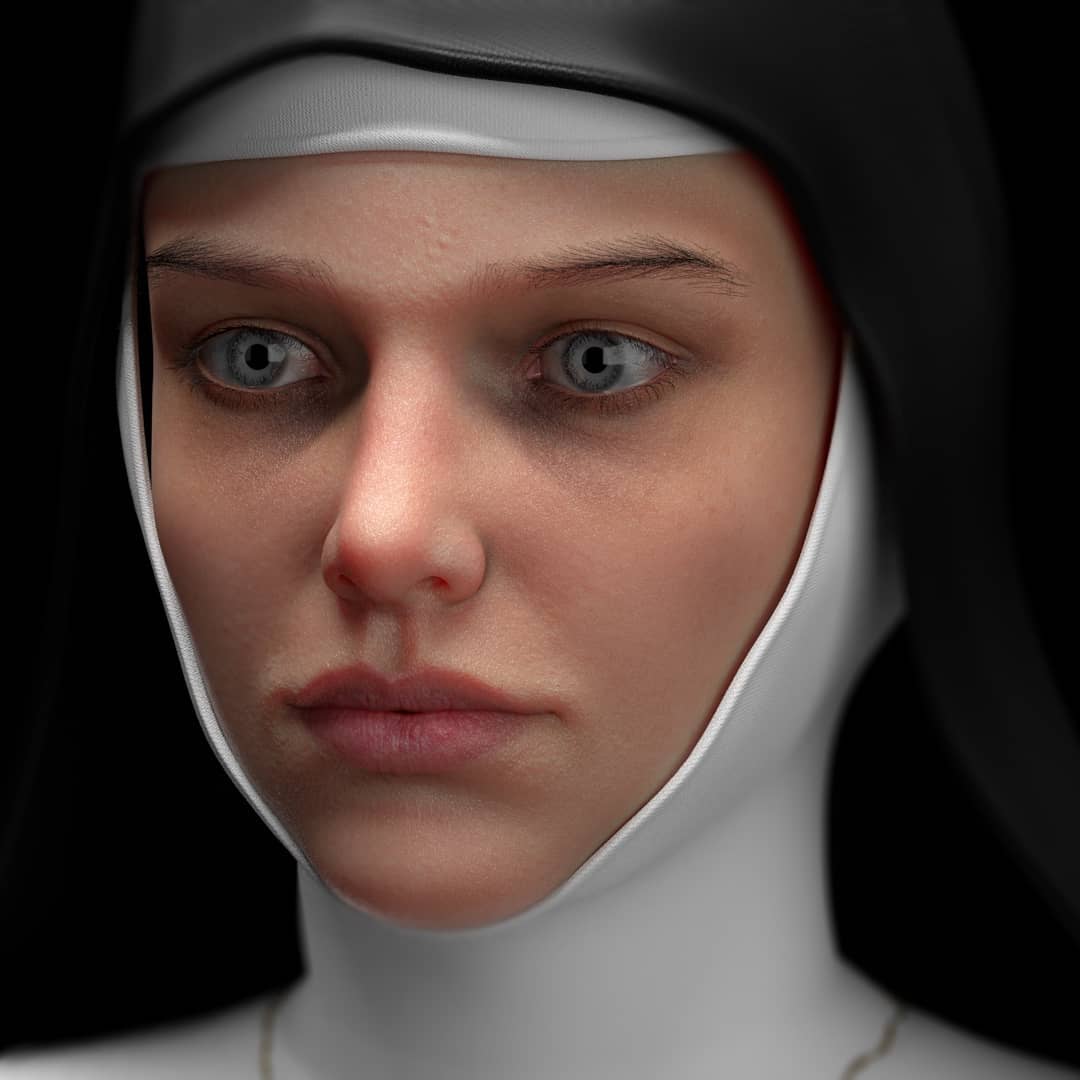 3d model staring nun