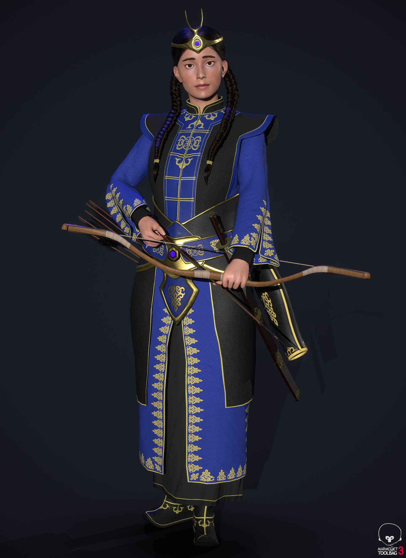 3d model blue yesui warrior by enkhbayarldr