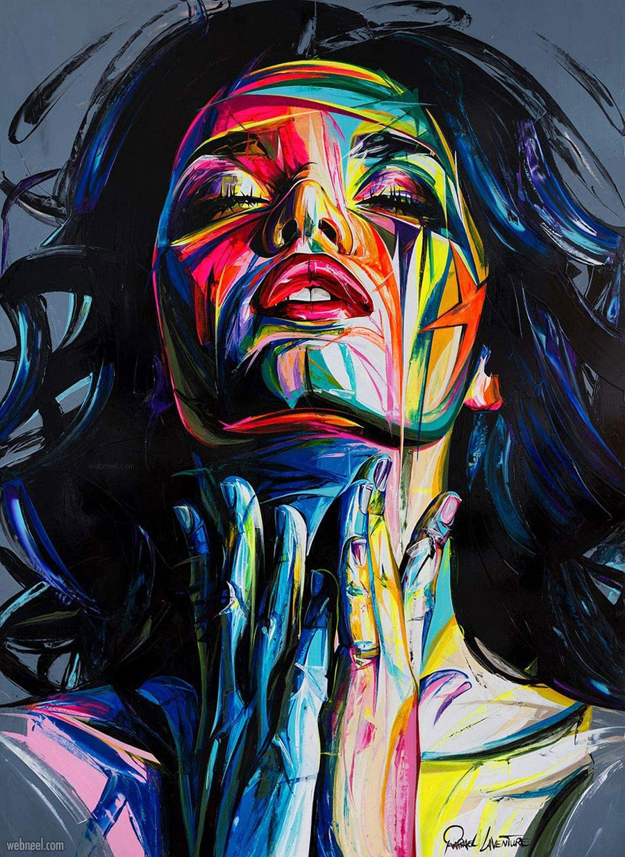 Colorful Woman Portrait Painting By Kotwdq