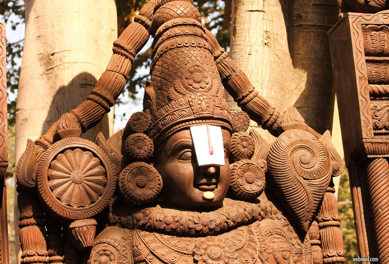 wood carving sculpture venkateswara tirupati balaji indian god