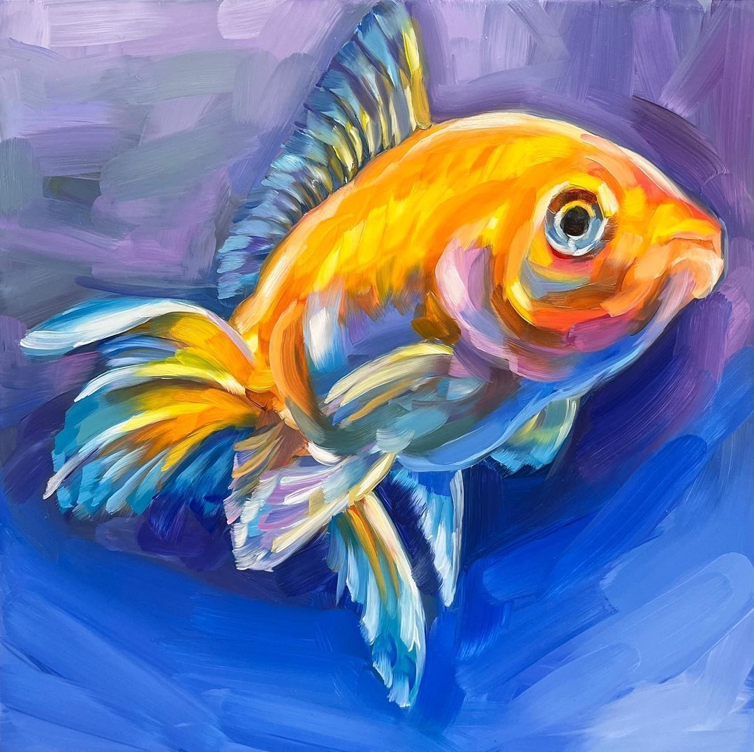 oil painting on wood panel fish by holly storlie