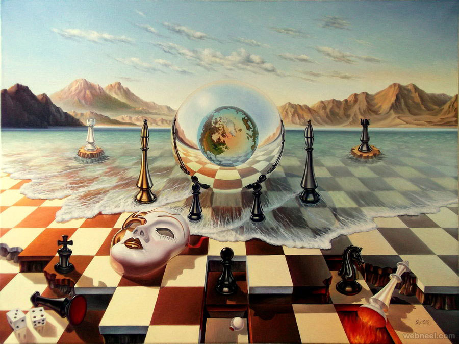 chess surreal art by ohmuller gyuri