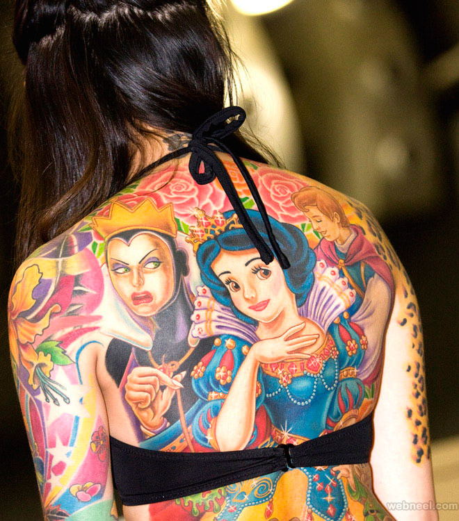 Premium AI Image | Tattoo artist woman portrait of tattooed full body with  black background copy space creative design