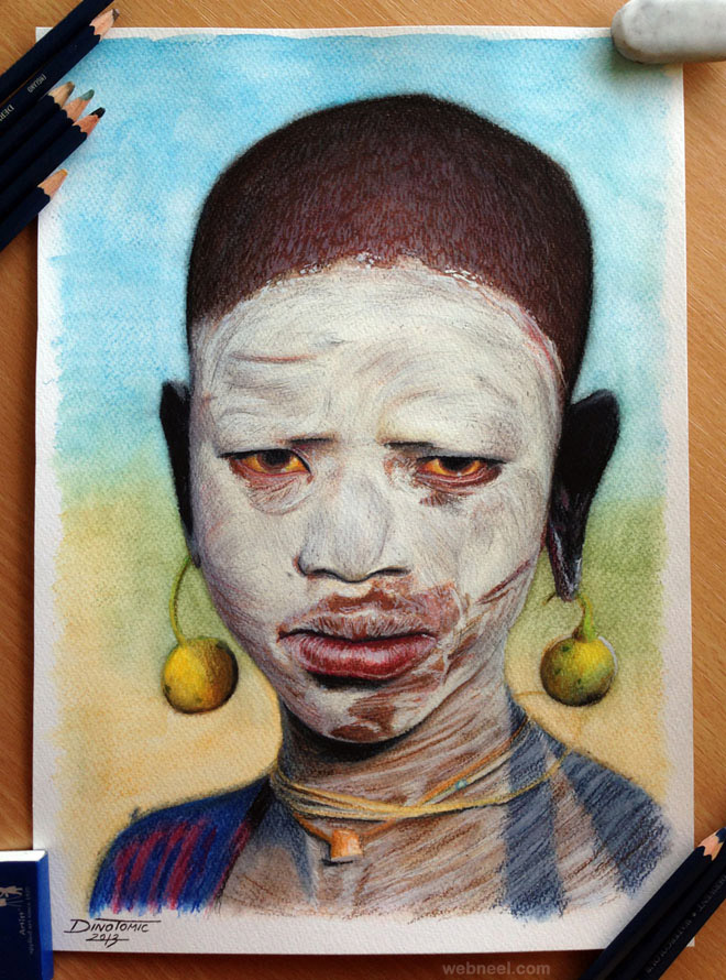 african child color pencil drawing by atomic
