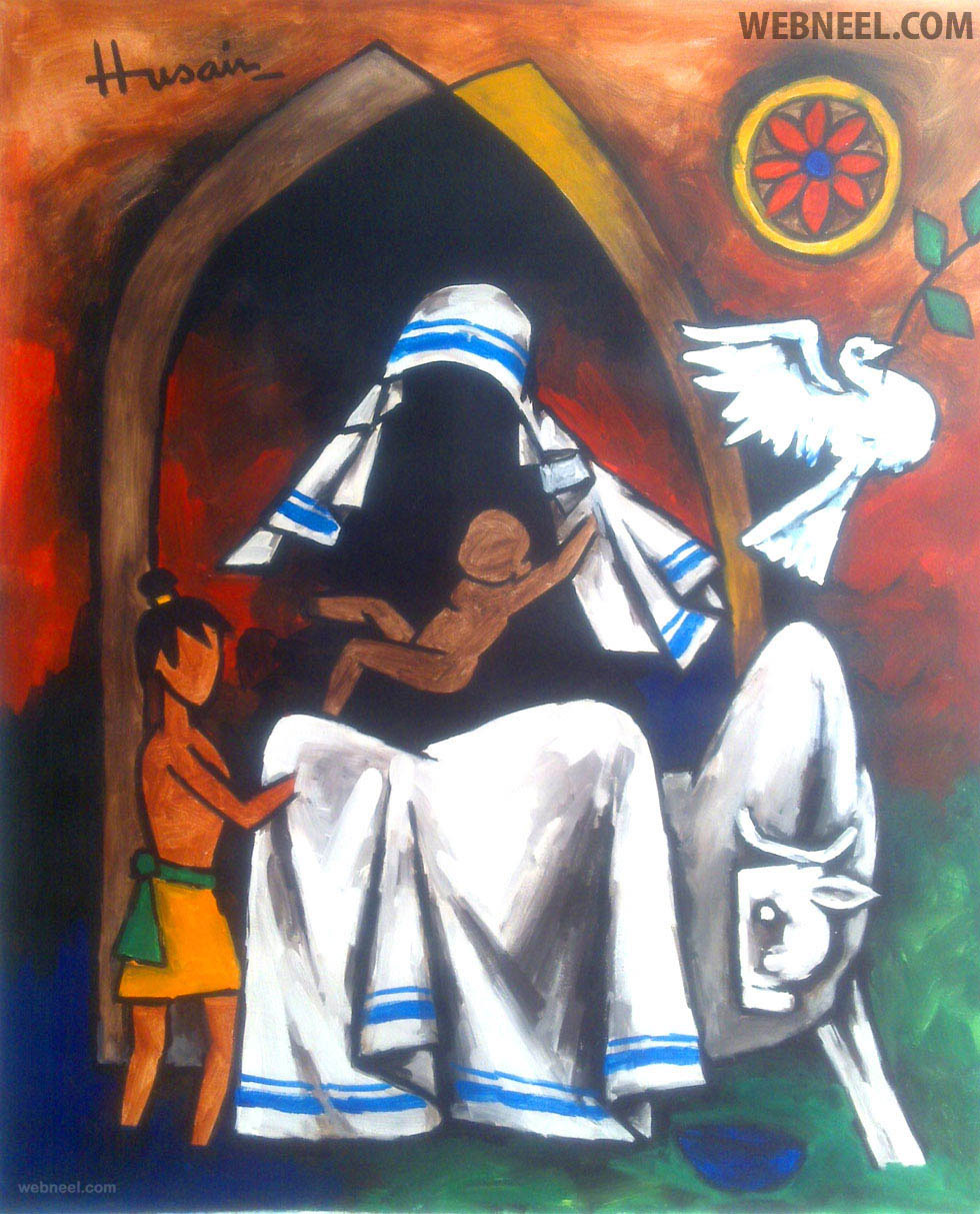 husain painting mother teressa