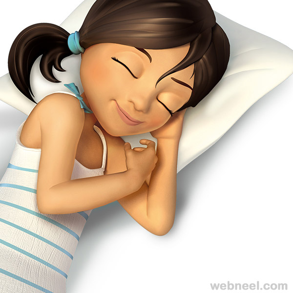 3d girl sleeping character by mattroussel