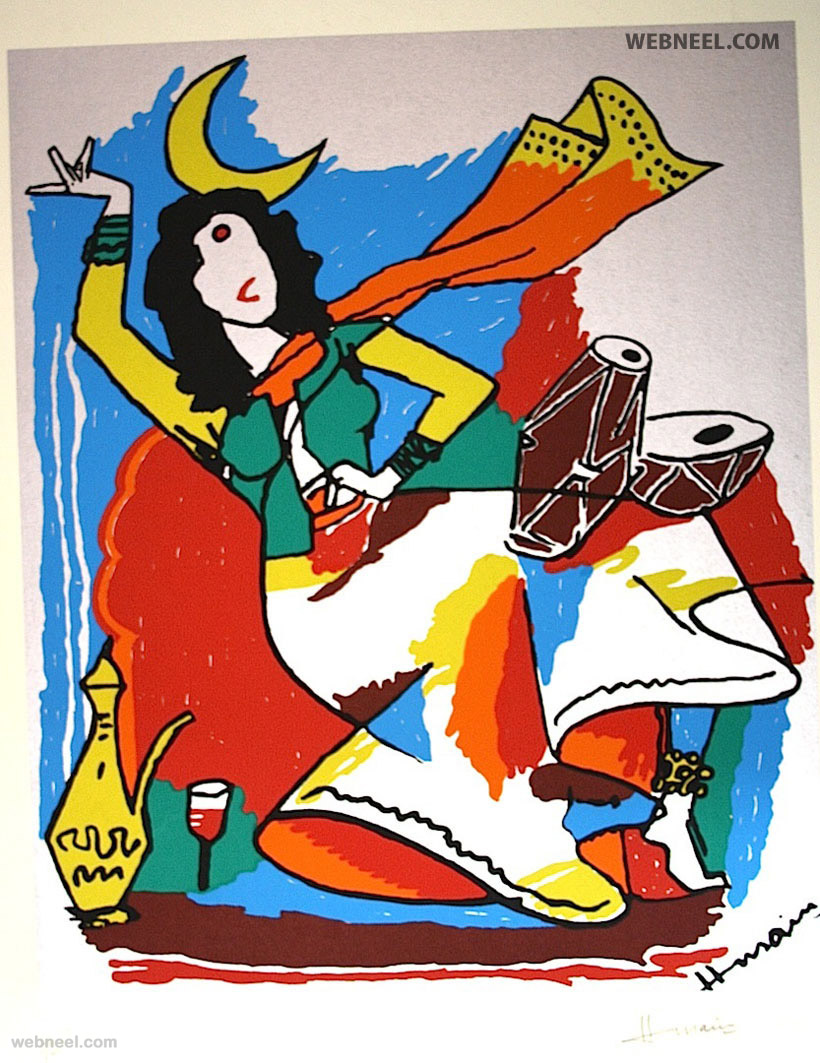 mf husain painting dancing woman