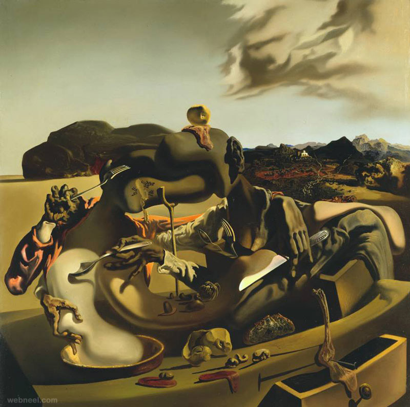 autumnal cannibalism paintings by salvador dali