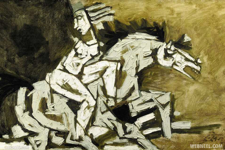 horse mf hussain painting
