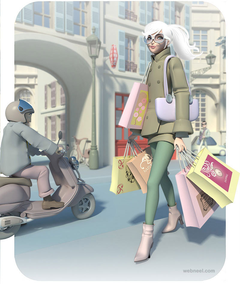 3d shopping girl character by mattroussel