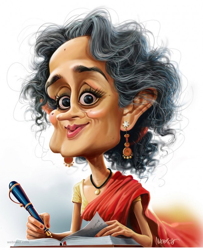 arundhathi roy caricature by mahesh