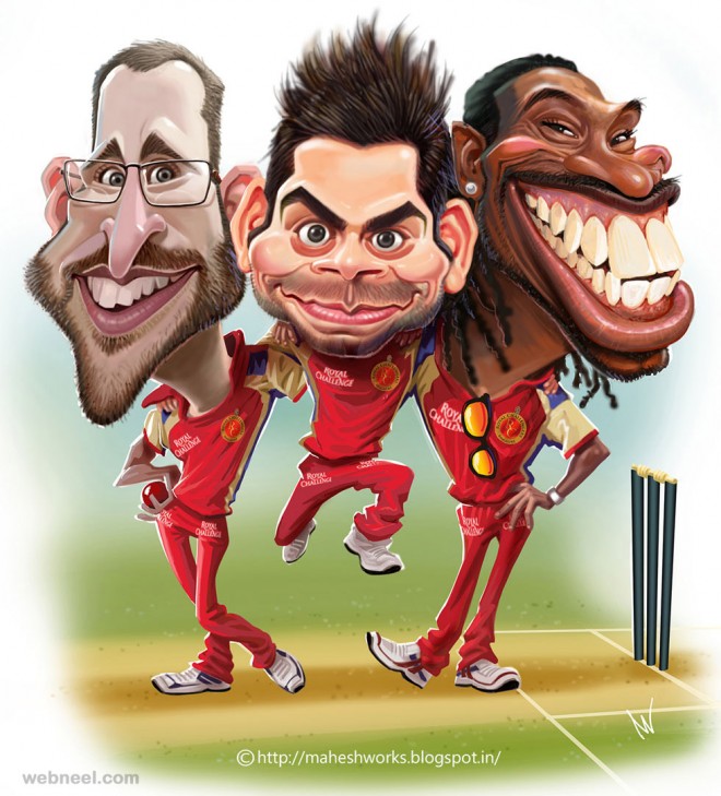 cricket caricature by mahesh