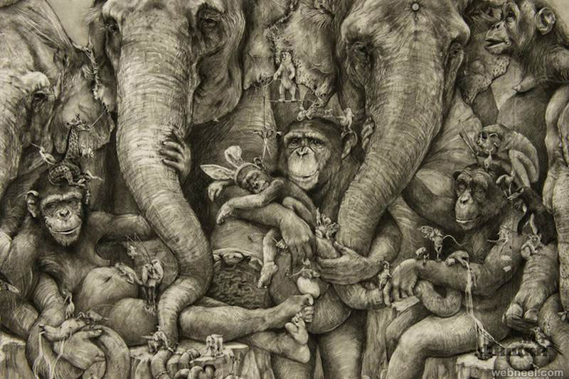 amazing drawing elephant mural