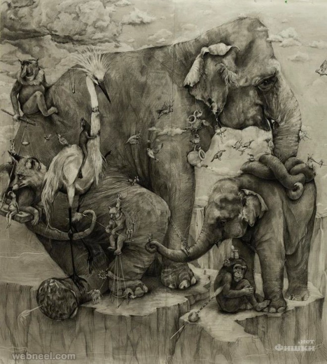 amazing drawing elephant mural by adonna