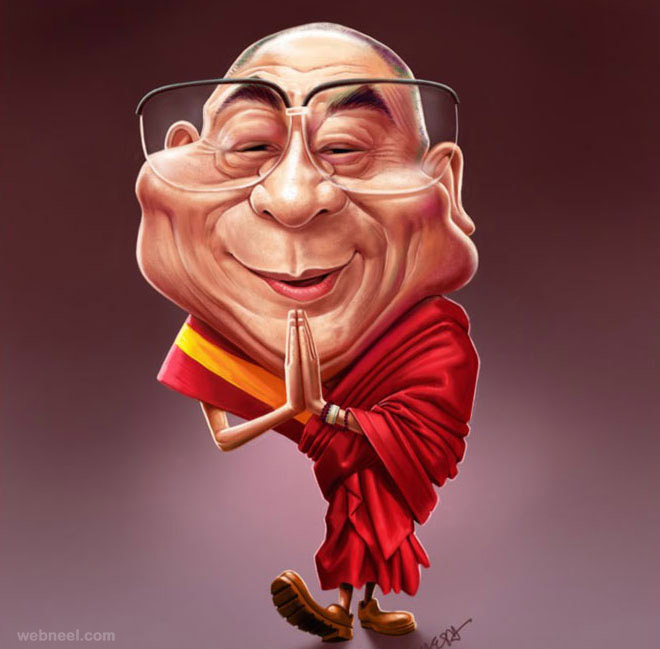 dalai lama caricature by mahesh