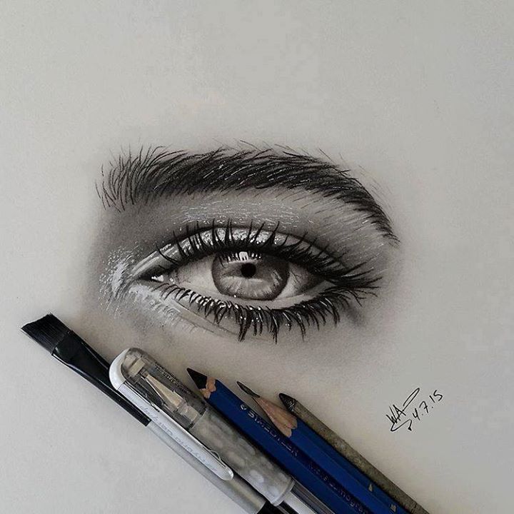 realistic eyes drawing by waleedart