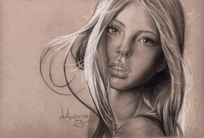 realistic woman drawing by debora aguelo
