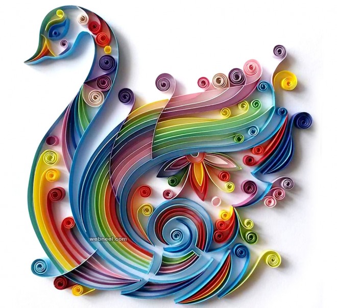 swan quilling art design