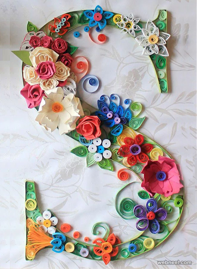 typography text quilling art