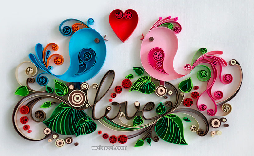 birds quilling art by larisa