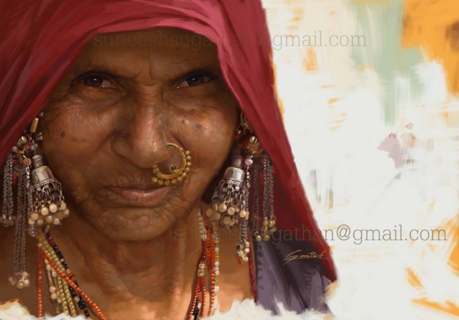 indian woman painting by suneesh