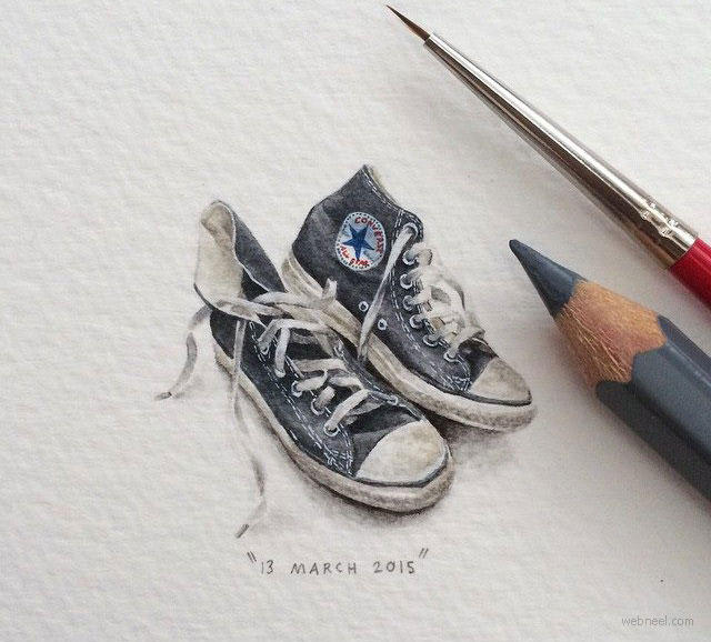 miniature painting artwork shoe