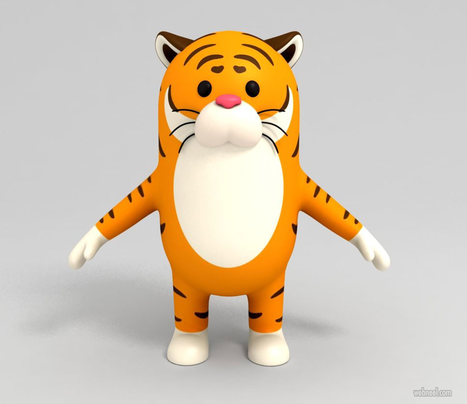 3d model tiger cartoon animal