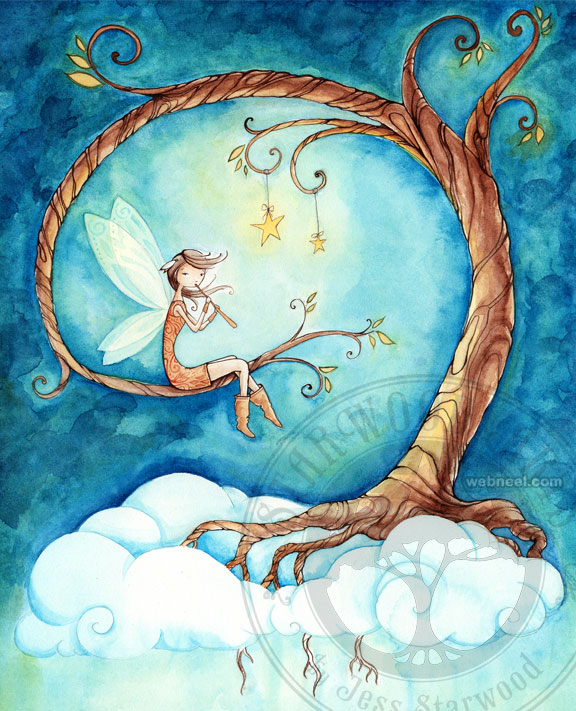 tree painting watercolor