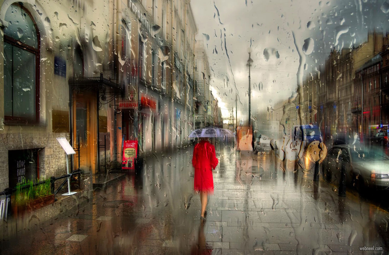 rain photography city