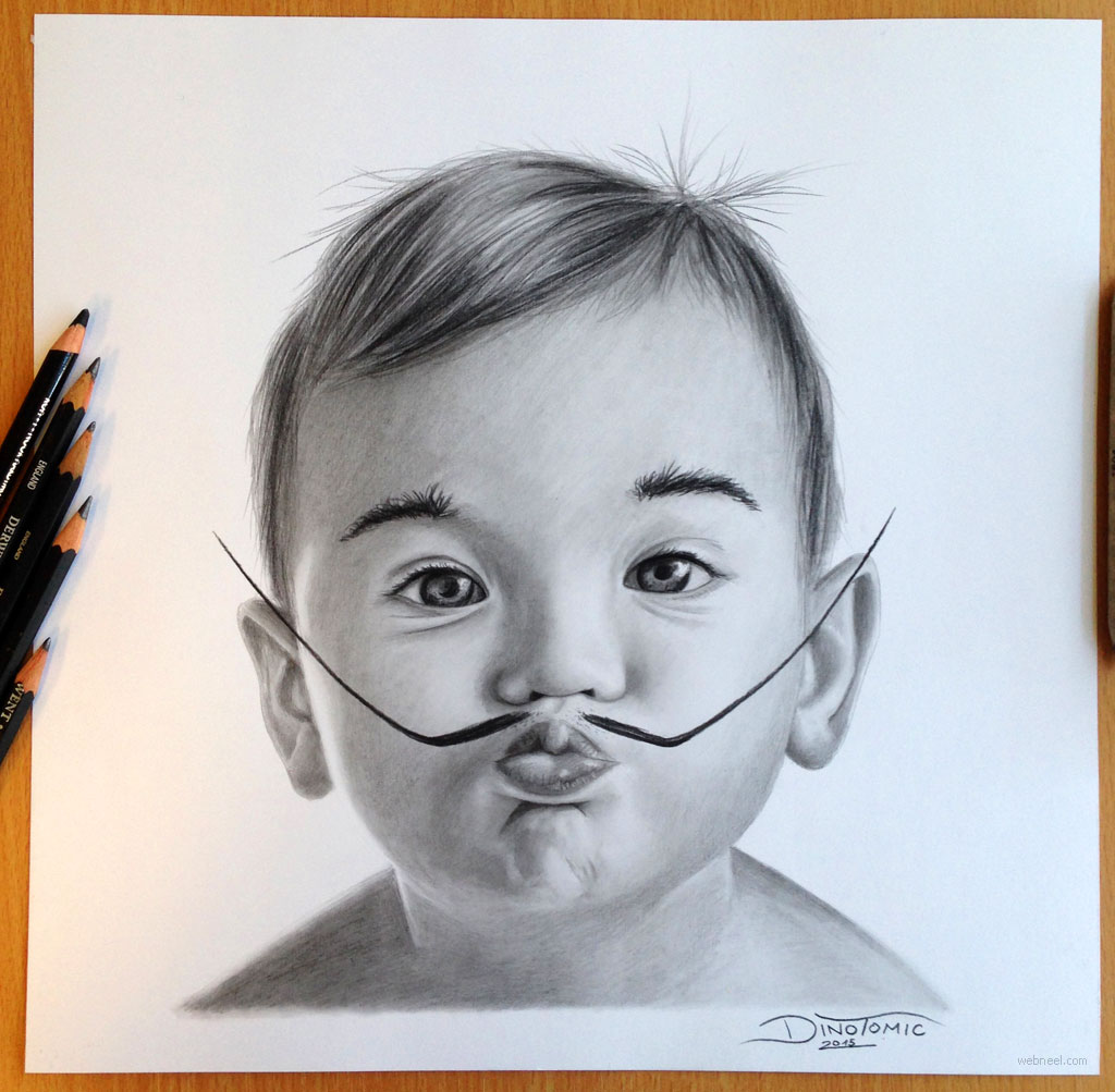 pencil drawing salvador dali baby