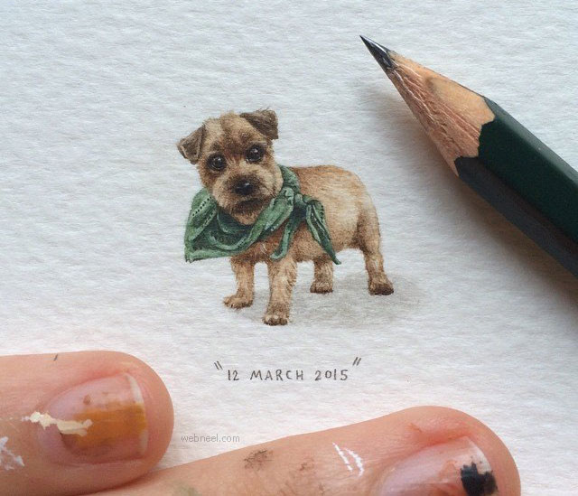 miniature painting artwork dog