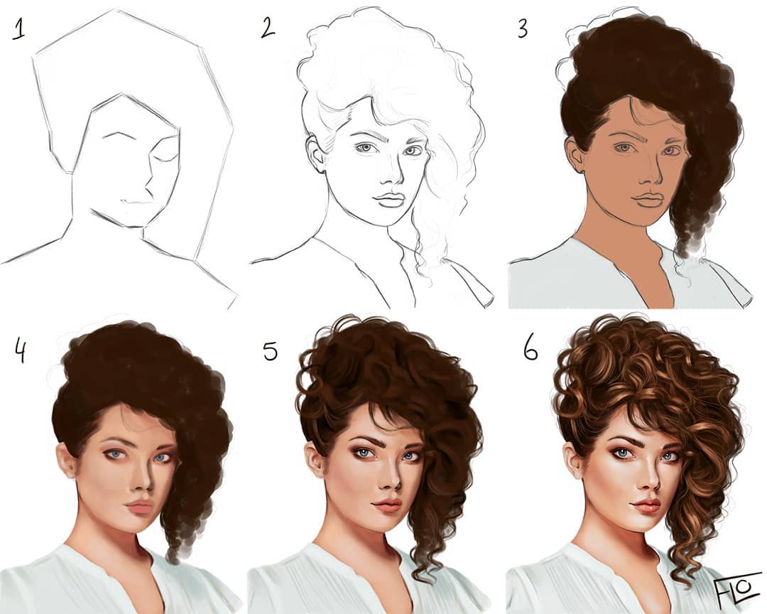 drawing wavyhair step by step tutorial by flo