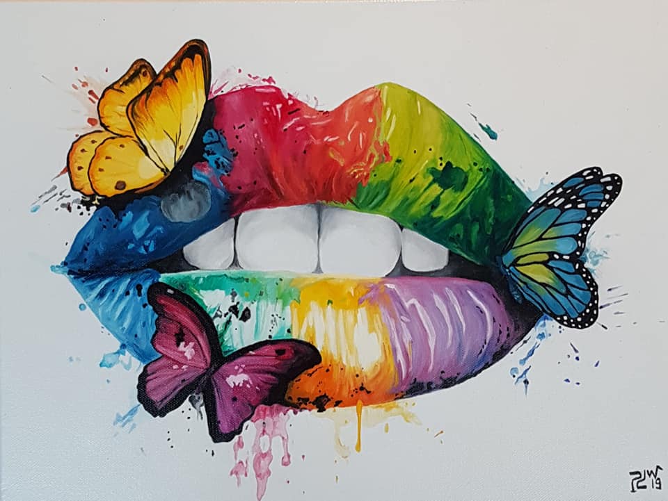oil painting lips by patrickde waegeneire