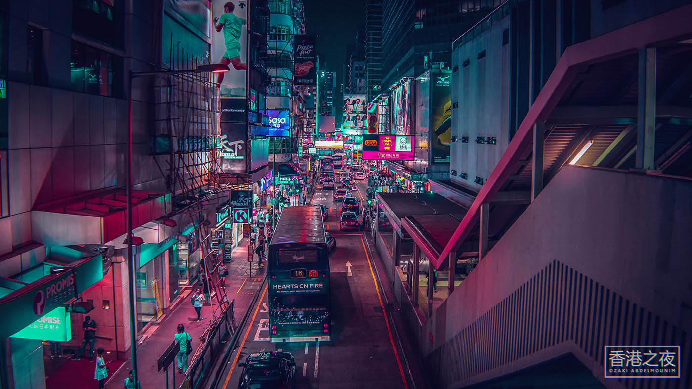 neon light photography hongkong