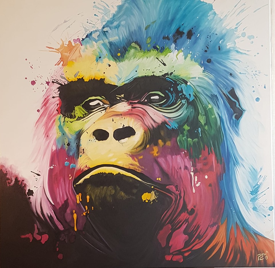 oil painting gorilla by patrickde waegeneire