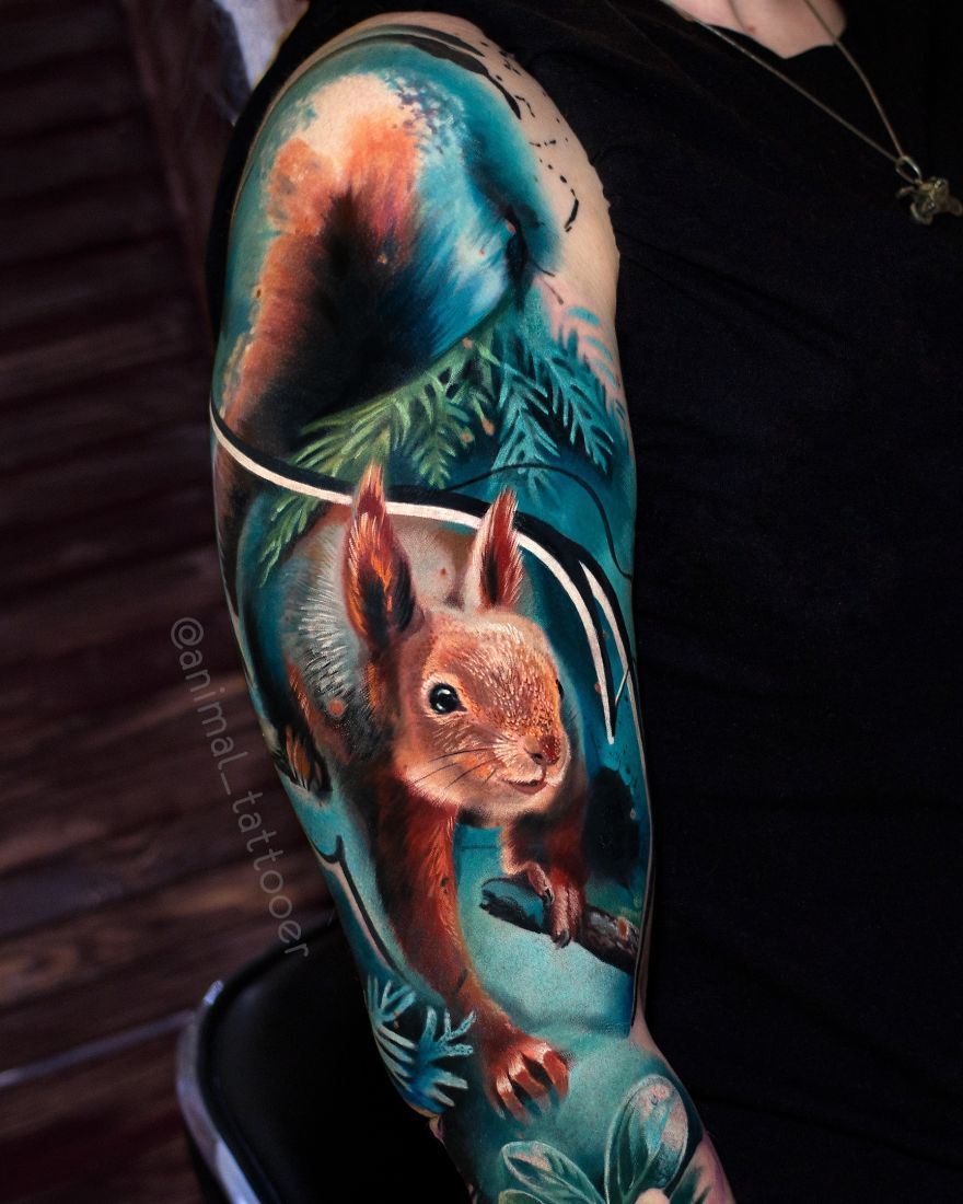 colorful animal tattoo art rabbit