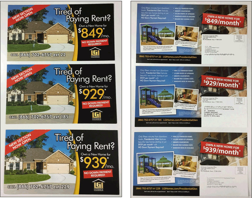 direct mailer brochure sample of a real estate company